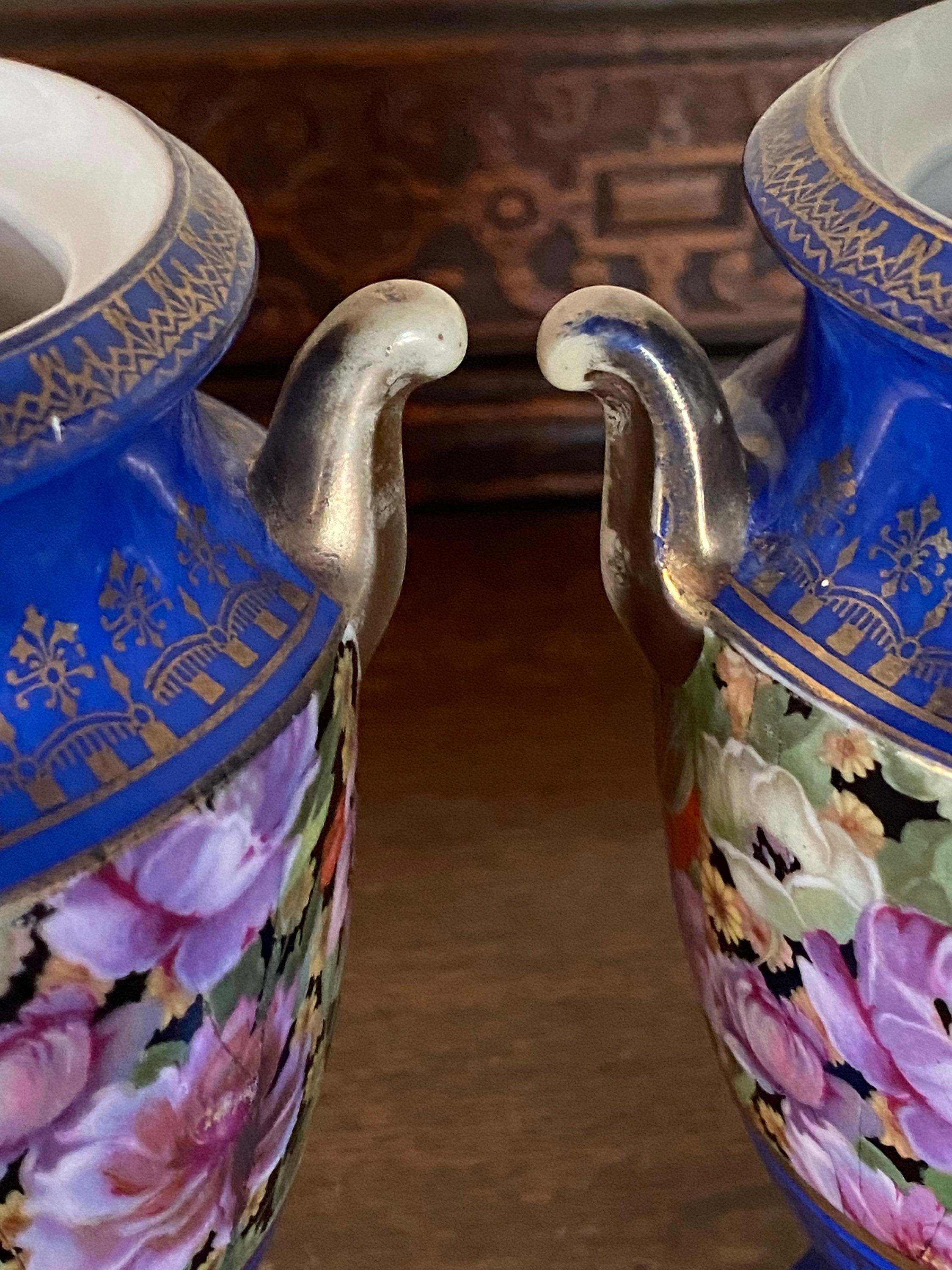 アンティークとヴィンテージ....). Vintage Pair Chintz Style Blue Porcelain Vases - Etsy