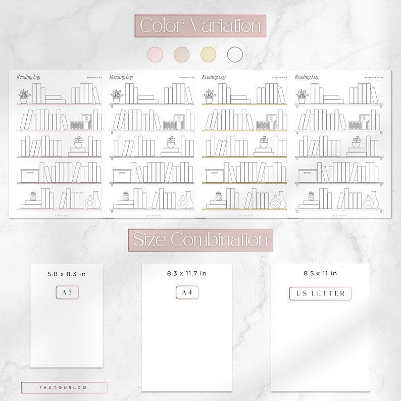 Bookshelf Reading Log, Printable Reading Tracker, Digital Bookshelf ...