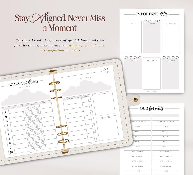 Relatieplanner, koppelplanner, koppeldagboek, relatiedoelenplanner, afdrukbare planner, instant download, US Letter, pdf afbeelding 3