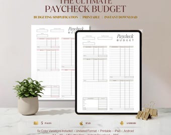 Paycheck Budget Printable, Paycheck Budget Overview Template, Budget By Paycheck, Printable Budget, PDF, A4, A5, Us Letter, Instant Download