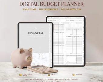 Digital Finance Planner, Digital Budget Planner, Paycheck Budget, Monthly Budget, Monthly Finance Planner, iPad Planner, Android Planner