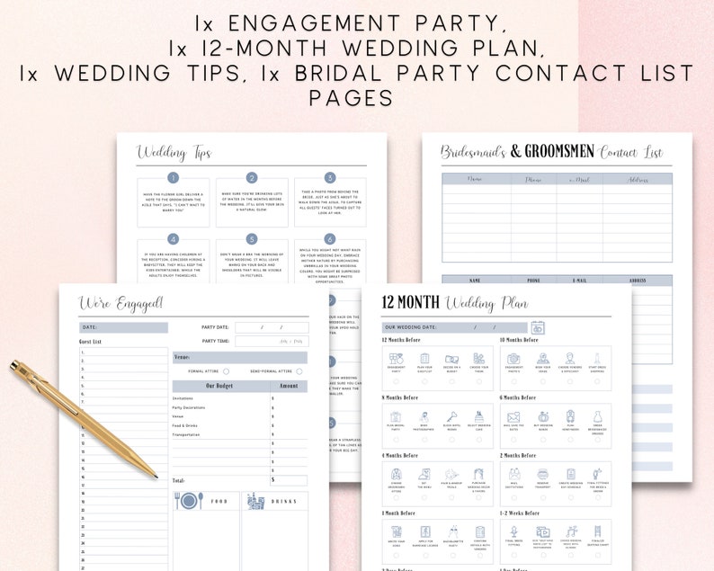 Wedding Planner Printable, Wedding Planning Book, Printable Wedding Planner Kit, Wedding Planner Organizer, Instant Download, US Letter image 3