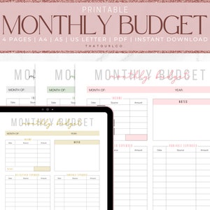 Printable Monthly Budget, Monthly Income & Expense Recorder, Monthly Budget Printable, PDF, A4, A5, Us Letter, Instant Download