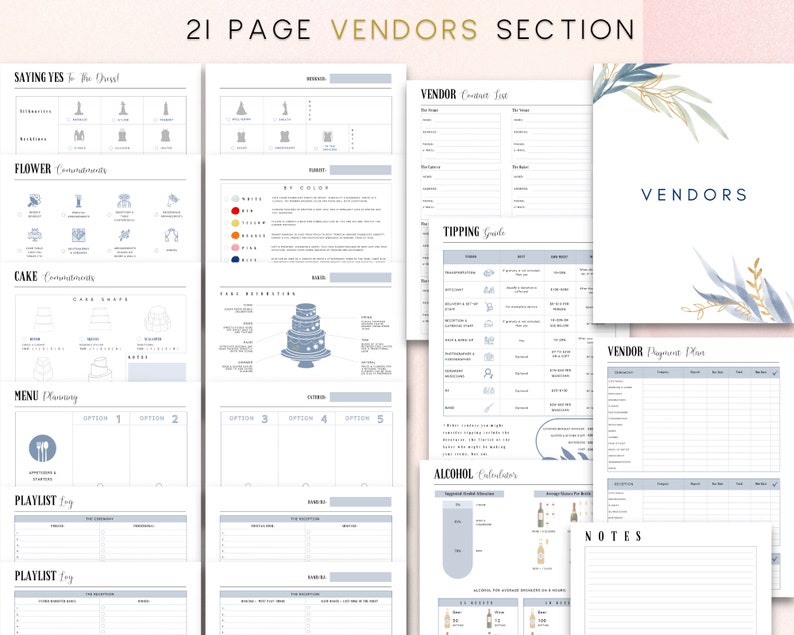 Wedding Planner Printable, Wedding Planning Book, Printable Wedding Planner Kit, Wedding Planner Organizer, Instant Download, US Letter image 7