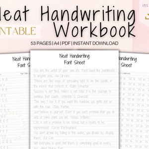 Neat Handwriting Practice Sheet, Printable Handwriting Work Sheet, Uppercase/Lowercase/Numbers, A4, PDF, Instant Download
