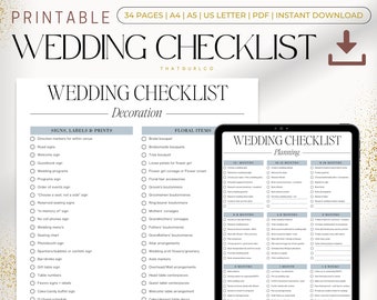 Wedding Checklist Printable, Wedding Planning Checklist, Wedding Planner Organizer, Wedding Checklist Template, Wedding To Do List, PDF