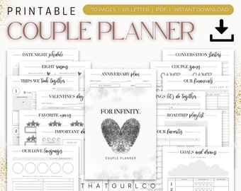 Couple Planner, Couple Journal, Relationship Planner, Relationship Goals Planner, Printable Planner, Instant Planner Download, US Letter