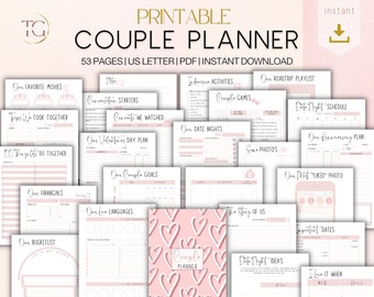 Couple Planner, Couple Journal, Relationship Planner, Relationship Goals Planner, Printable Planner, Instant Planner Download, US Letter