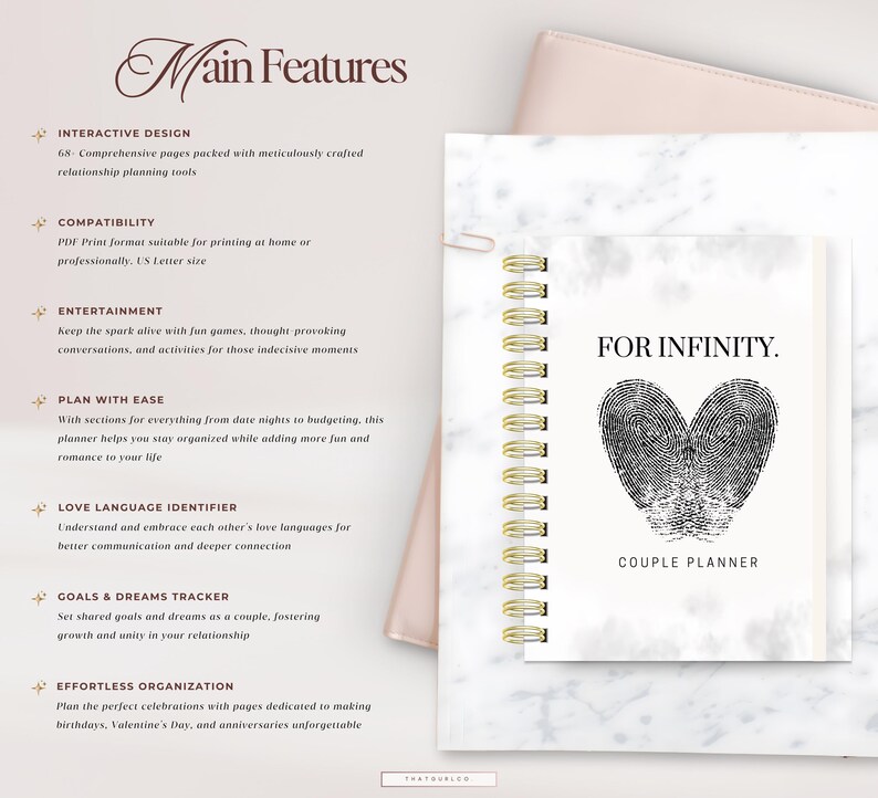 Relatieplanner, koppelplanner, koppeldagboek, relatiedoelenplanner, afdrukbare planner, instant download, US Letter, pdf afbeelding 2
