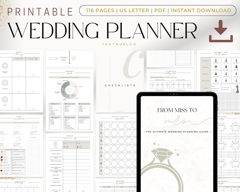 Wedding Planner Printable, Printable Wedding Planner Kit, Wedding ...