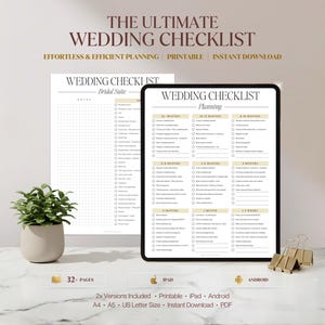 Wedding Checklist Printable, Wedding Planning Checklist, Wedding Planner Organizer, Wedding Checklist Template, Wedding To Do List, PDF