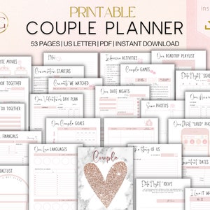 Couple Planner, Couple Journal, Relationship Planner, Relationship Goals Planner, Printable Planner, Instant Planner Download, US Letter image 1