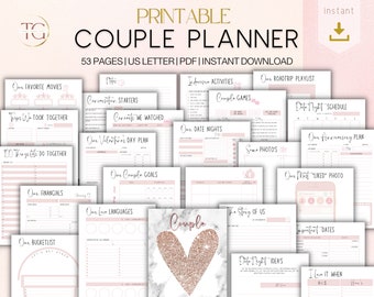 Couple Planner, Couple Journal, Relationship Planner, Relationship Goals Planner, Printable Planner, Instant Planner Download, US Letter