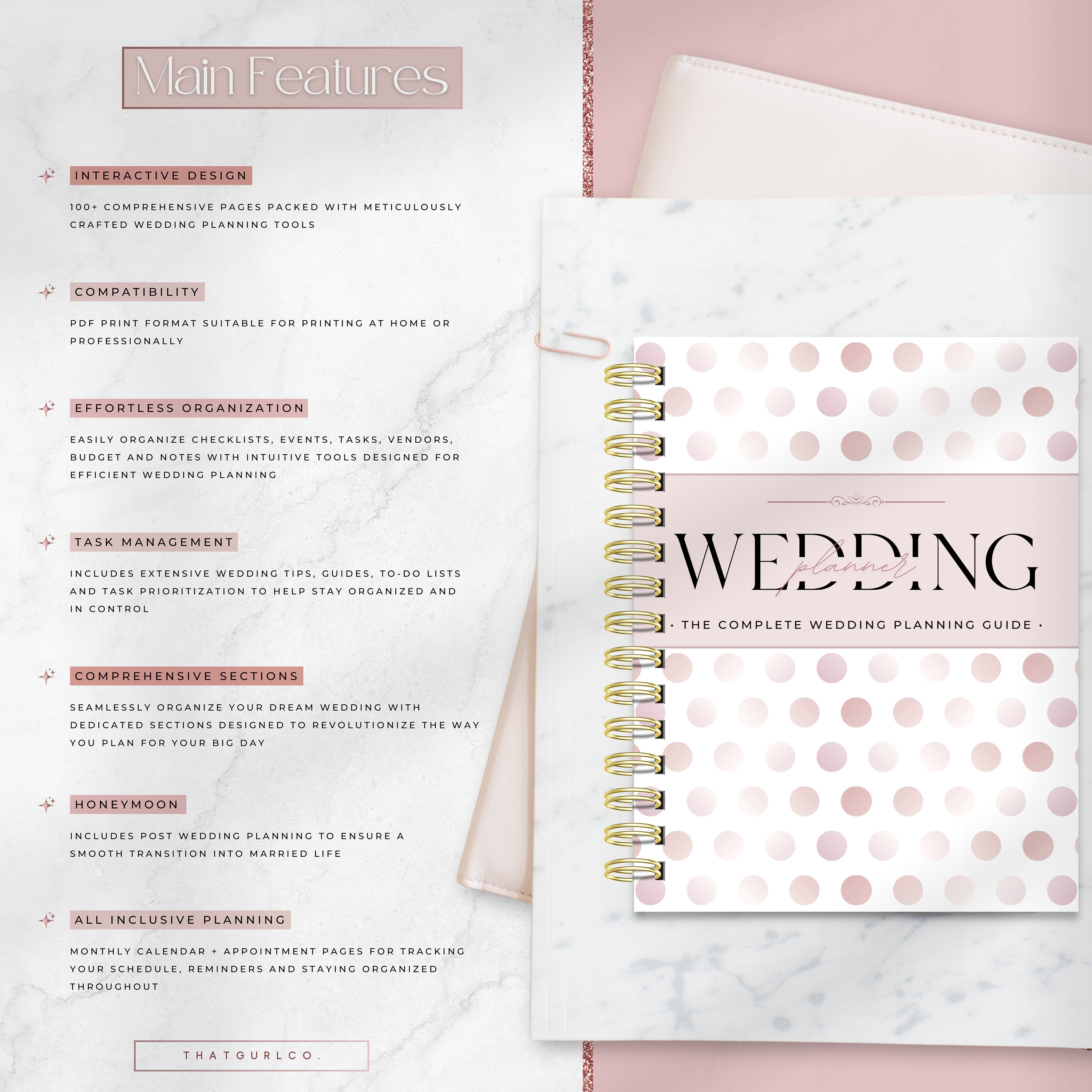 Wedding Planner Printable, Printable Wedding Planner Kit, Wedding