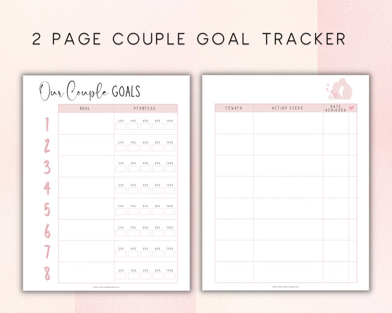 Couple Planner, Couple Journal, Relationship Planner, Relationship Goals Planner, Printable Planner, Instant Planner Download, US Letter image 5