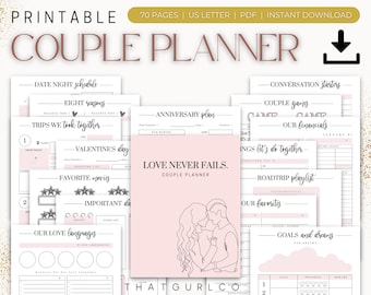 Couple Planner, Couple Journal, Relationship Planner, Relationship Goals Planner, Printable Planner, Instant Planner Download, US Letter