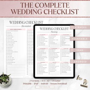 Lista de verificación de bodas imprimible, lista de verificación de planificación de bodas, organizador de planificadores de bodas, plantilla de lista de verificación de bodas, lista de tareas pendientes de bodas, PDF