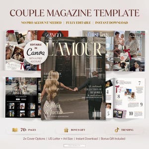 Canva Couple Magazine Template, Editable Couple Magazine, Custom Anniversary Gift, Relationship Planner, Valentine Keepsake Couple Gift Idea