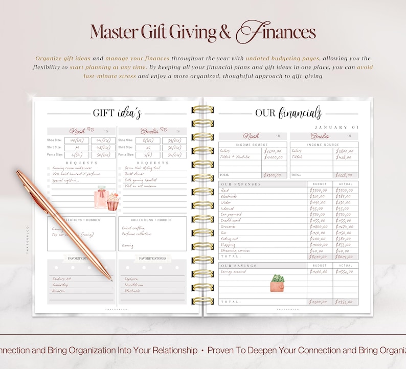 Relatieplanner, koppelplanner, koppeldagboek, relatiedoelenplanner, afdrukbare planner, instant download, US Letter, pdf afbeelding 9