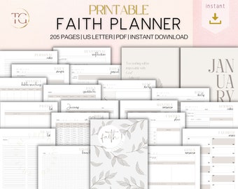 Faith Planner Printable, Bible Study Notebook, Printable Prayer Journal, Bible Journal, Devotional Planner, Instant Download, US Letter
