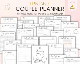 Couple Planner, Couple Journal, Relationship Planner, Relationship Goals Planner, Printable Planner, Instant Planner Download, US Letter