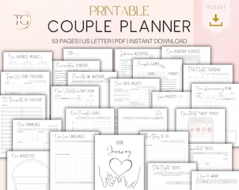 Couple Planner, Couple Journal, Relationship Planner, Relationship Goals Planner, Printable Planner, Instant Planner Download, US Letter