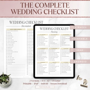 Wedding Checklist Printable, Wedding Planning Checklist, Wedding Planner Organizer, Wedding Checklist Template, Wedding To Do List, PDF
