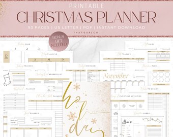 Christmas Planner Printable, Holiday Planner, Christmas Gift List, Xmas Planner, Gift Budget Planner, Christmas Binder, US Letter, PDF