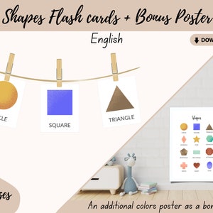 Shapes flash cards ENGLISH | Shapes montessori vocabulary | Homeschool Pre School Toddler Printables | Download PRINTABLE Art