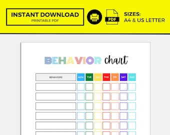 Behavior Chart, Behavior Chart For Kids, Behavior Chart Preschool, Behavior Chart Printable, Behavior Chart Template, Kids Behavior Chart