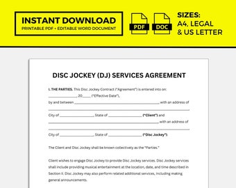 DJ Contract, DJ Services Agreement