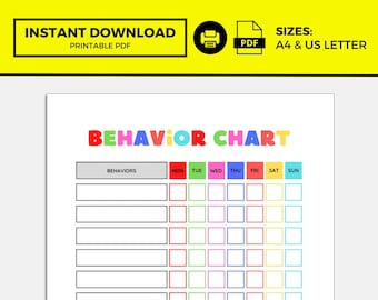 Daily Behavior Chart for Kids Printable, Good Behavior Tracking ...