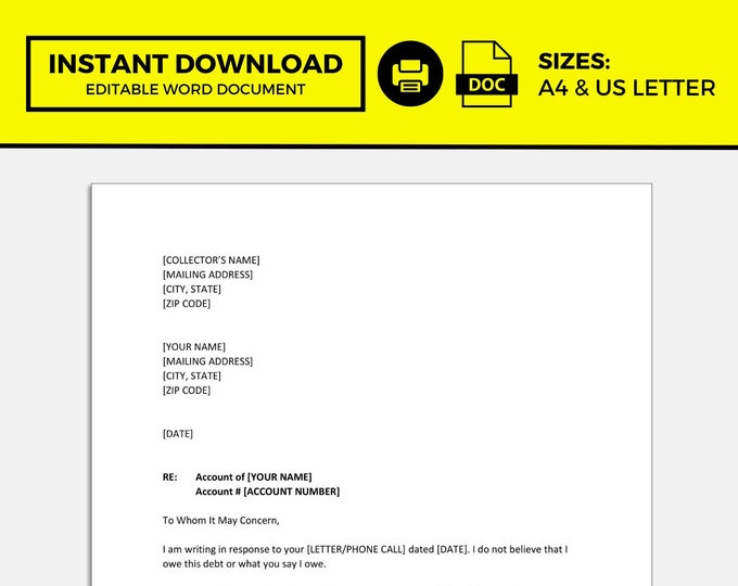Debt Collection Dispute Letter Debt Dispute Letter Debt Collection