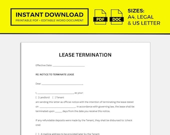 Lease Termination, Lease Termination Letter