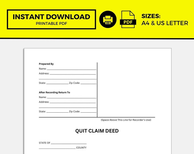 Quit Claim Deed, Quit Claim Deed Template - Etsy