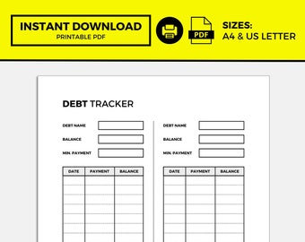 Debt Payoff Tracker, Printable Budget Planner, Debt Payoff Log, Debt ...