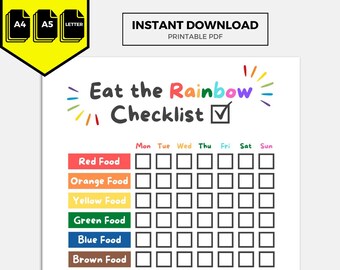 Eat the Rainbow Printable - Etsy UK