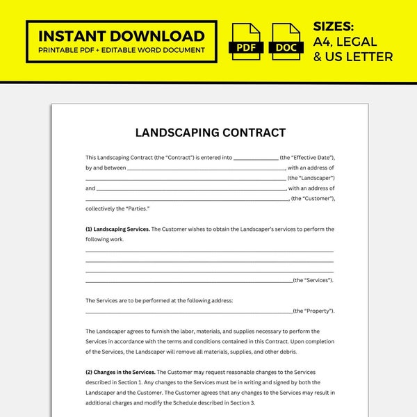 Landscaping Contract, Landscaping Agreement