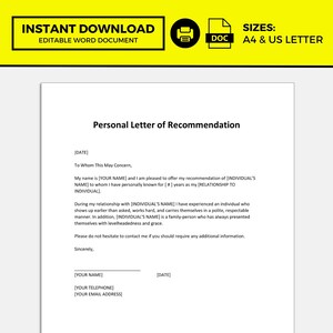 Lettera di richiesta di raccomandazione lettera di - Etsy Italia