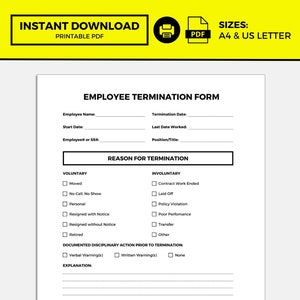 Employee Termination Form - Etsy