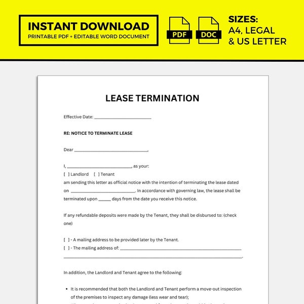 Lease Termination, Lease Termination Letter