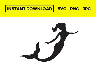 Mermaid SVG, Mermaid PNG, Mermaid Silhouette, Mermaid Image, Mermaid