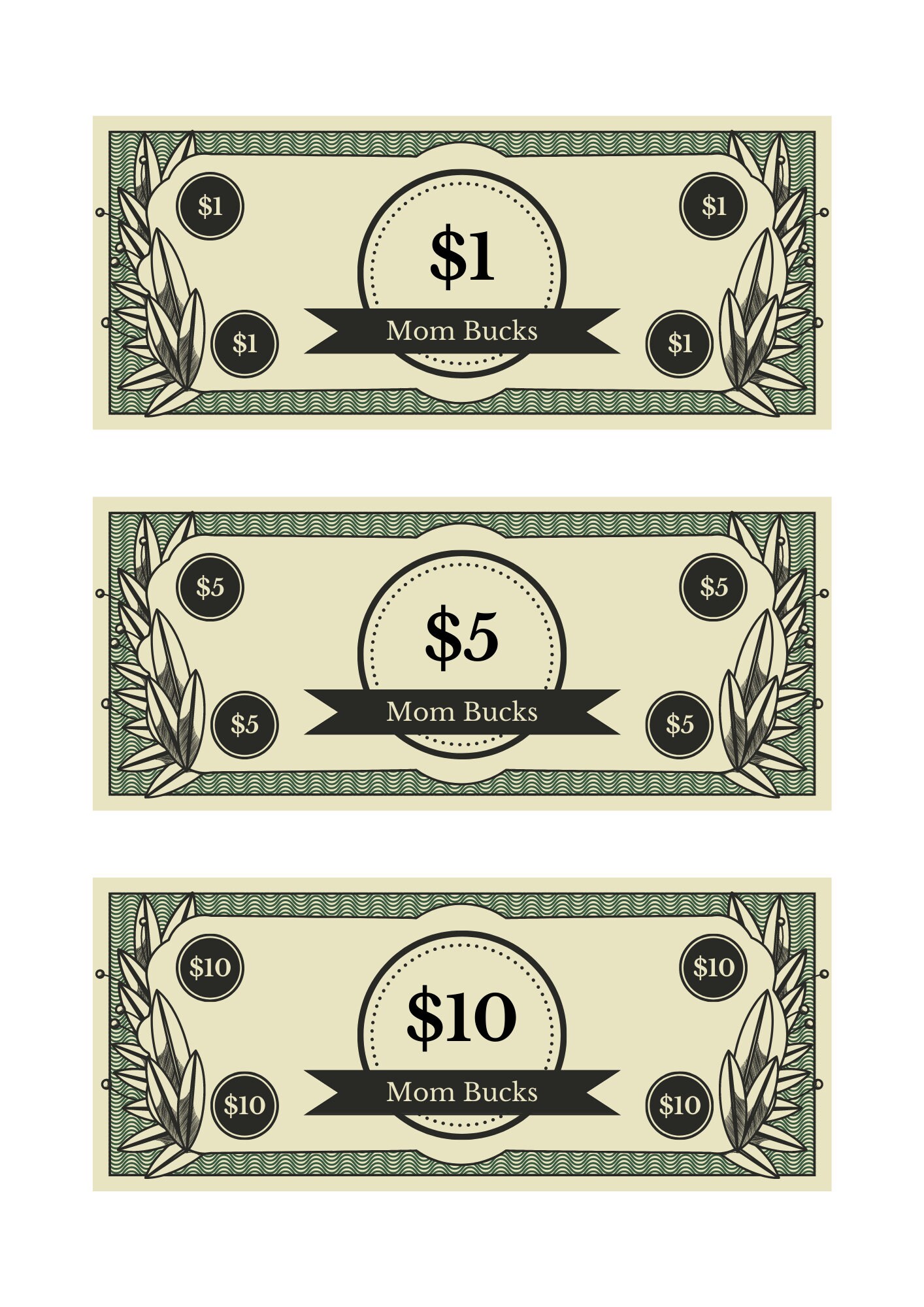 Mom Bucks Mom Bucks Printable Mom Money Mom Dollars Chore Bucks