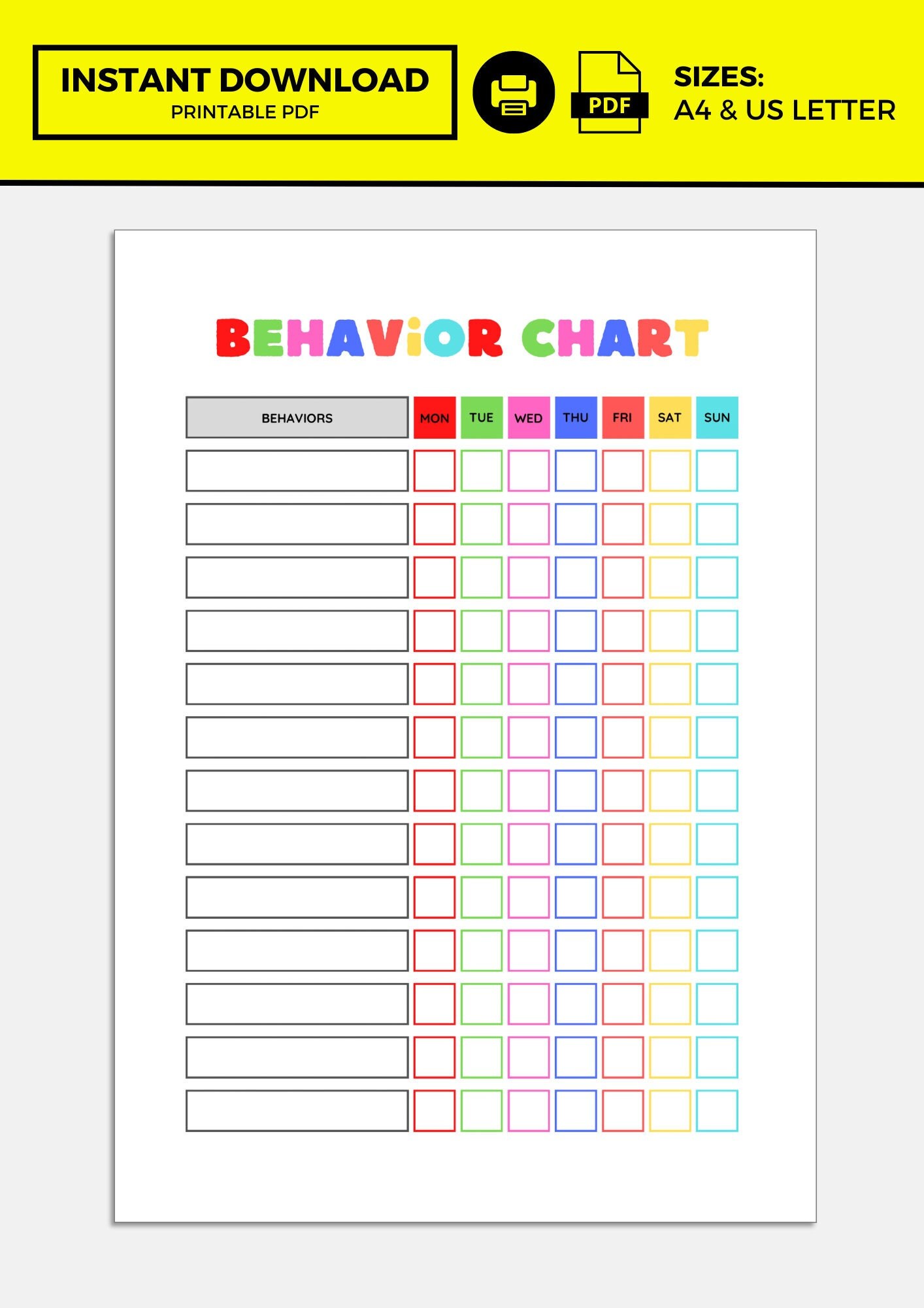 Behavior Chart Template Etsy Behavior Chart Template Etsy