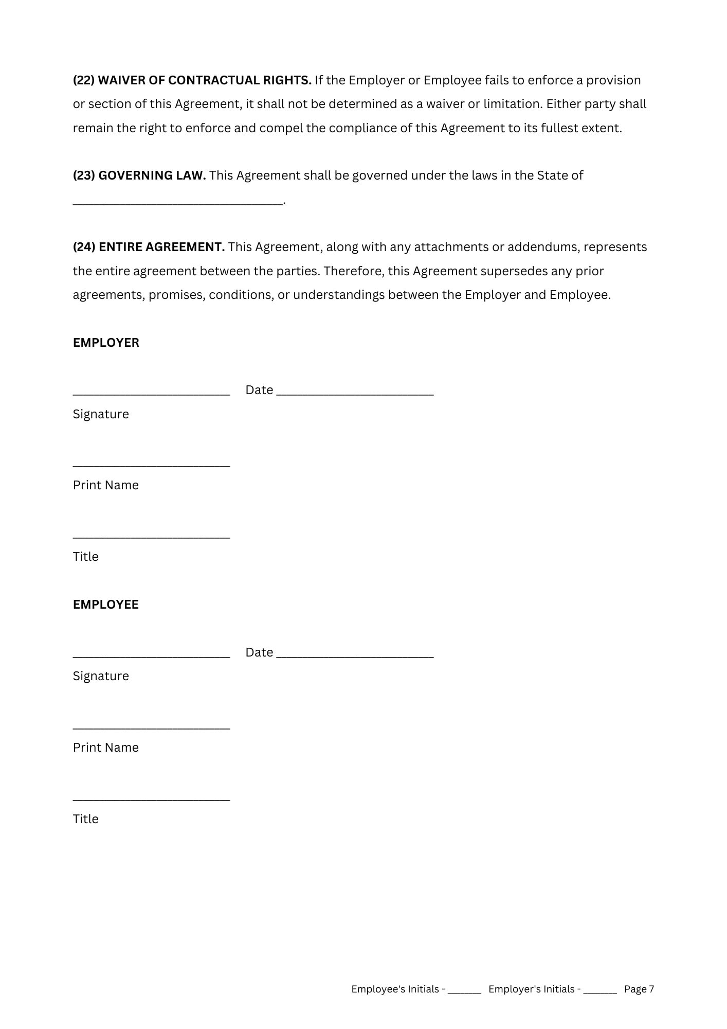 Employment Contract Employment Contract Template - Etsy UK