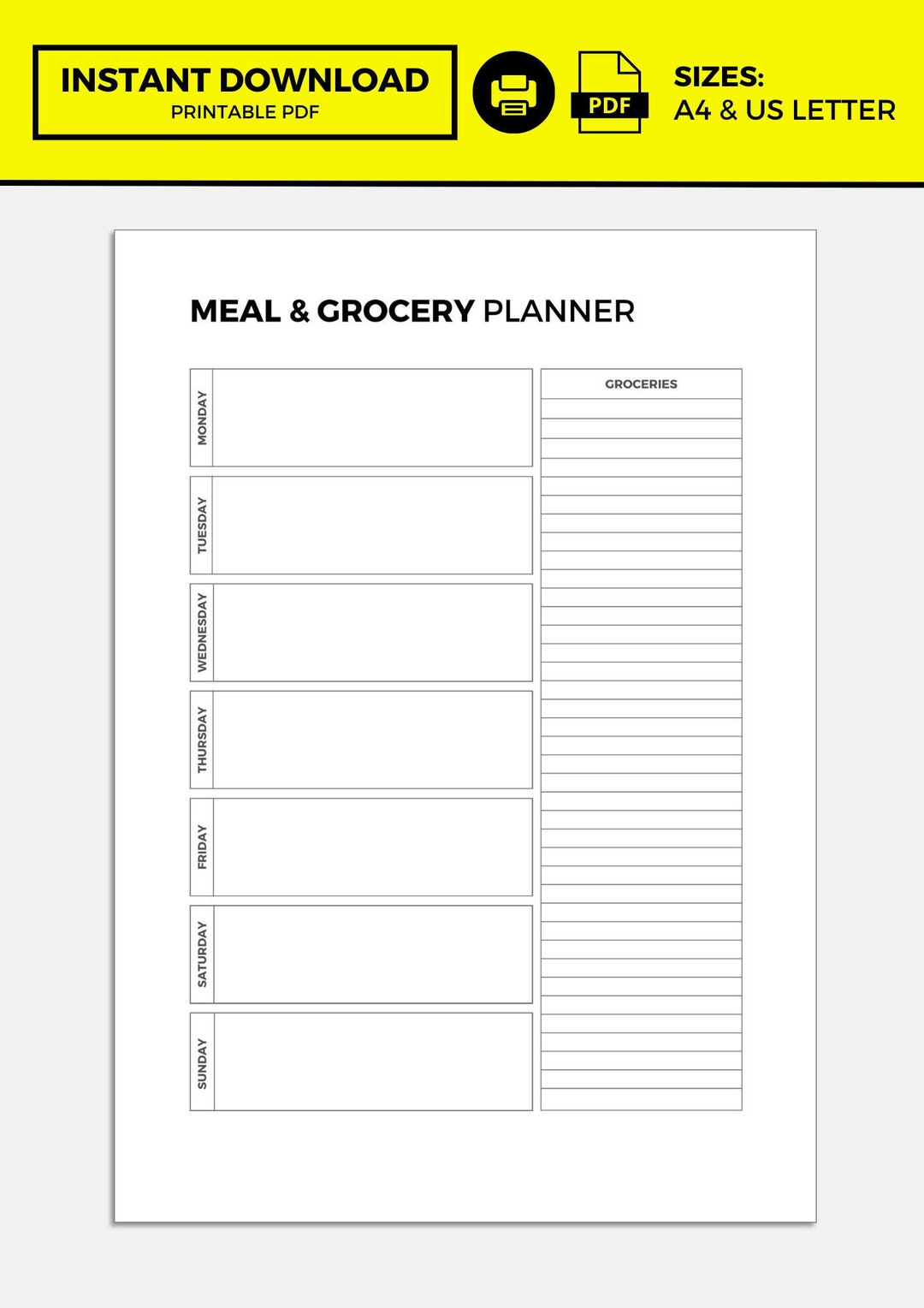 Meal Plan and Grocery List - Etsy