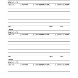 Phone Message Template Phone Message Log Phone Message Pad Phone