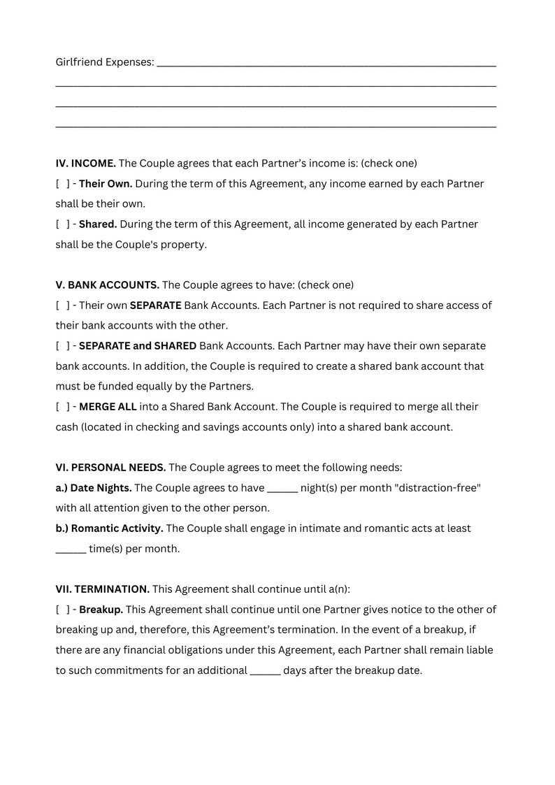Relationship Contract Relationship Agreement Contract Etsy Relationship Contract Relationship Agreement Contract Etsy