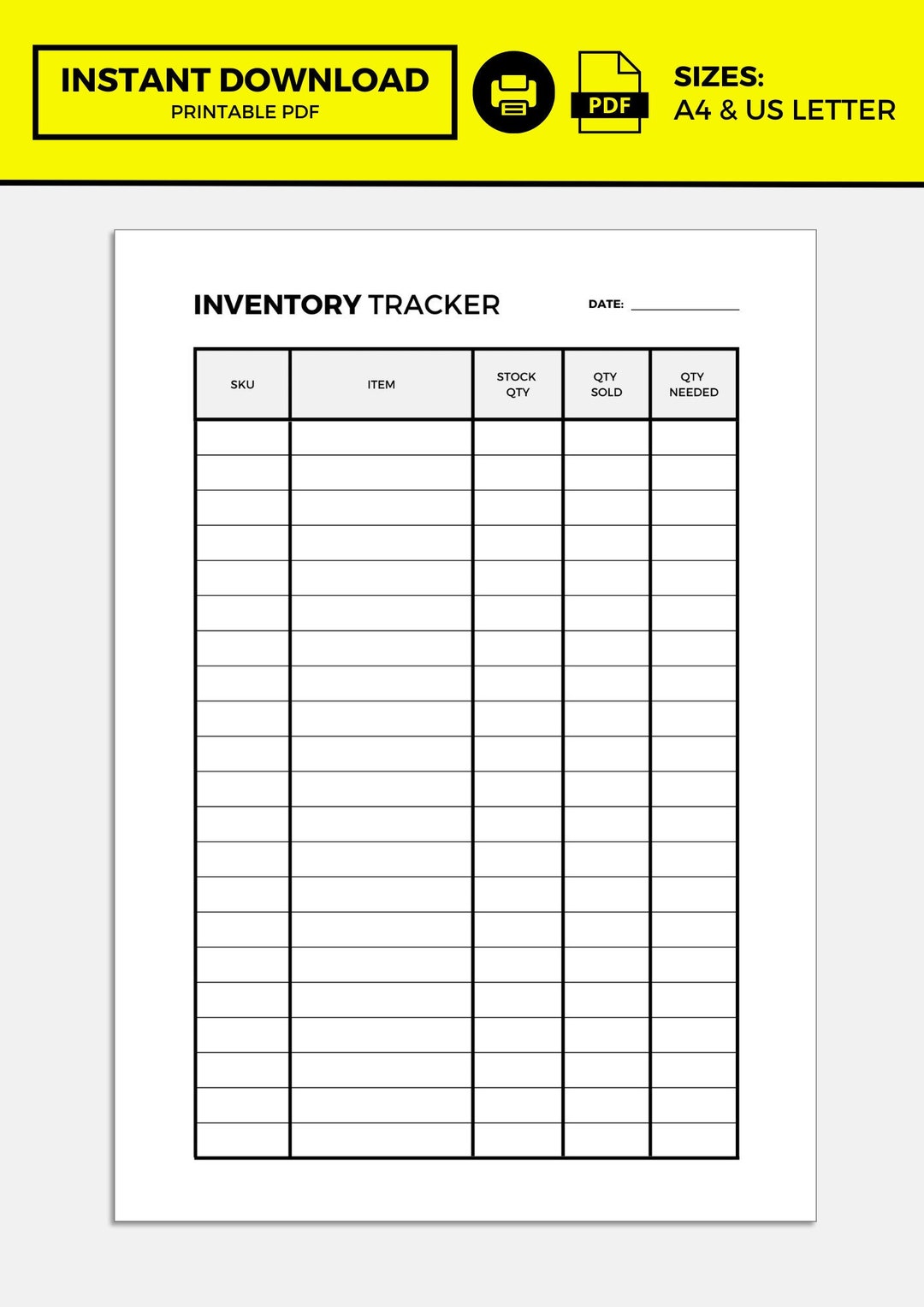 Inventory Tracker, Inventory Tracker Printable, Inventory Log, Inventory List, Inventory ...