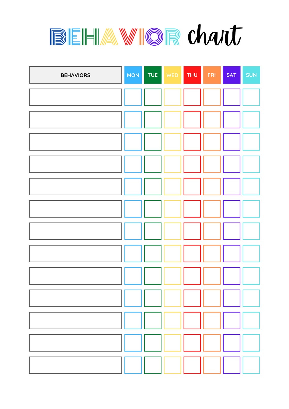 Behavior Chart, Behavior Chart for Kids, Behavior Chart Preschool ...